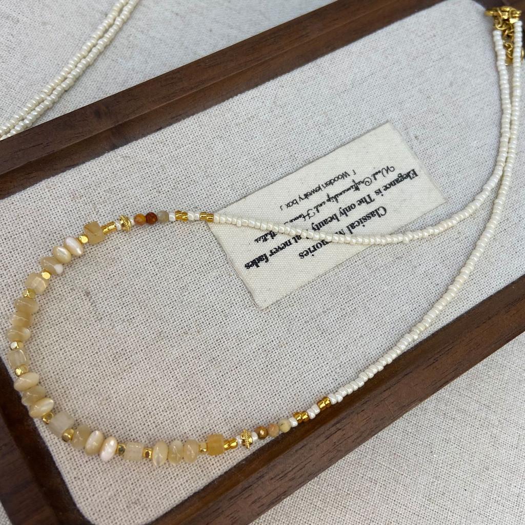 Extremely Fine Millet Beads Natural Stone Beaded Necklace Women'S High-End Light Luxury Niche Collarbone Chain Neck Chain