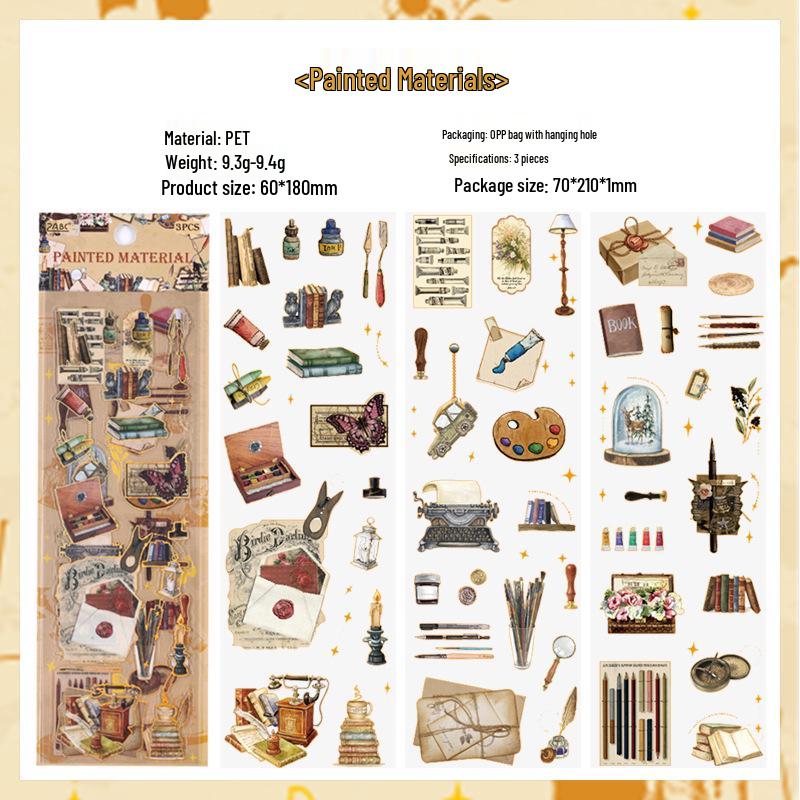 

Yuezhen Винтажные Ретро Водонепроницаемые ПЭТ Наклейки для Журнала - Высечка DIY Креативный Материал