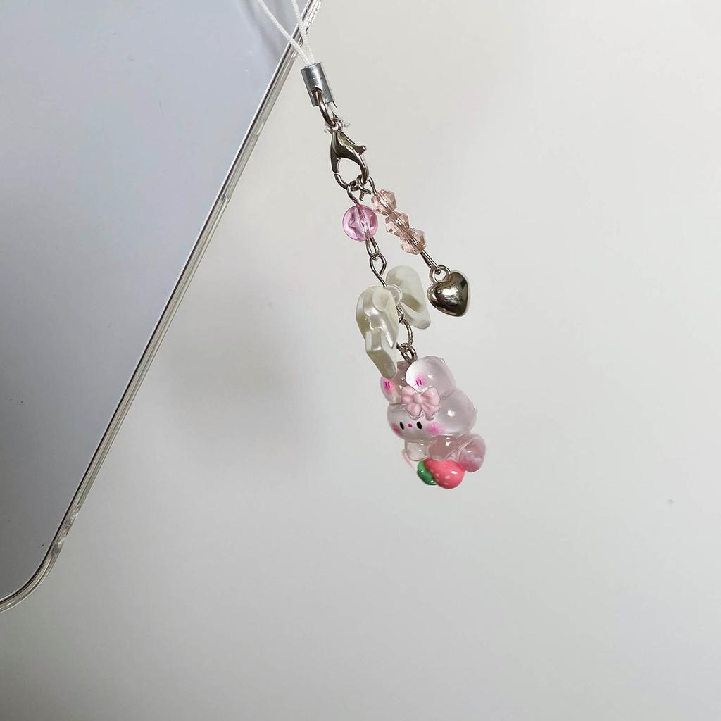 Sweet Cool Bowknot Phone Chain Lovely Rabbit Pendant Keychain Detachable Phone Lanyard Backpack Decoration Keyholder