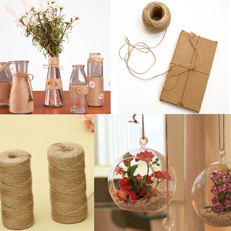 100M Natural Jute Twine Arts Diy Crafts Gift Hang Packaging Rope Handmade Fine String Durable Bundling Twine