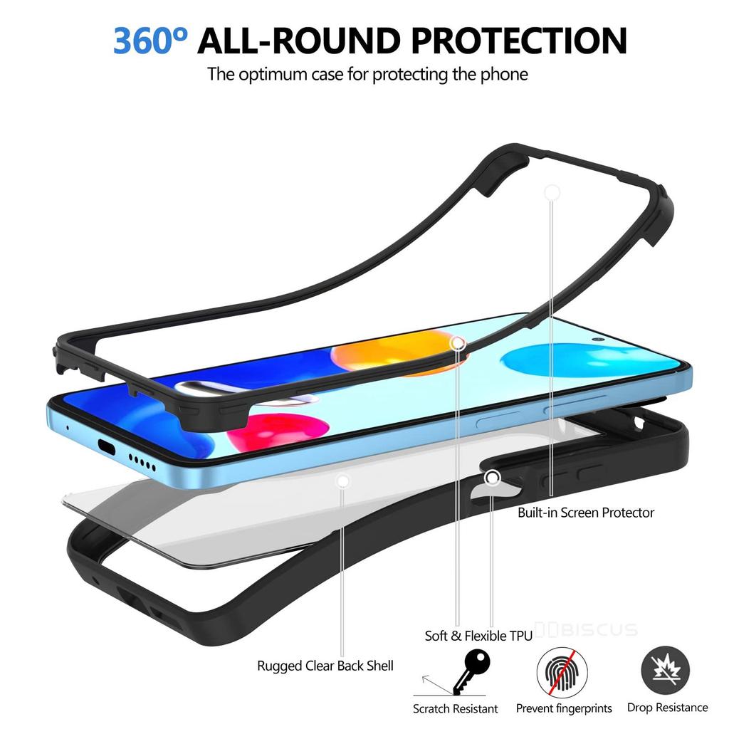 360 Degree Phone Case For Xiaomi Redmi Note 11 Pro 12 5G 11S 10 10T 9 Redmi 12C A2 10C 10A 9C 9A 9T Transparent Cover Protector