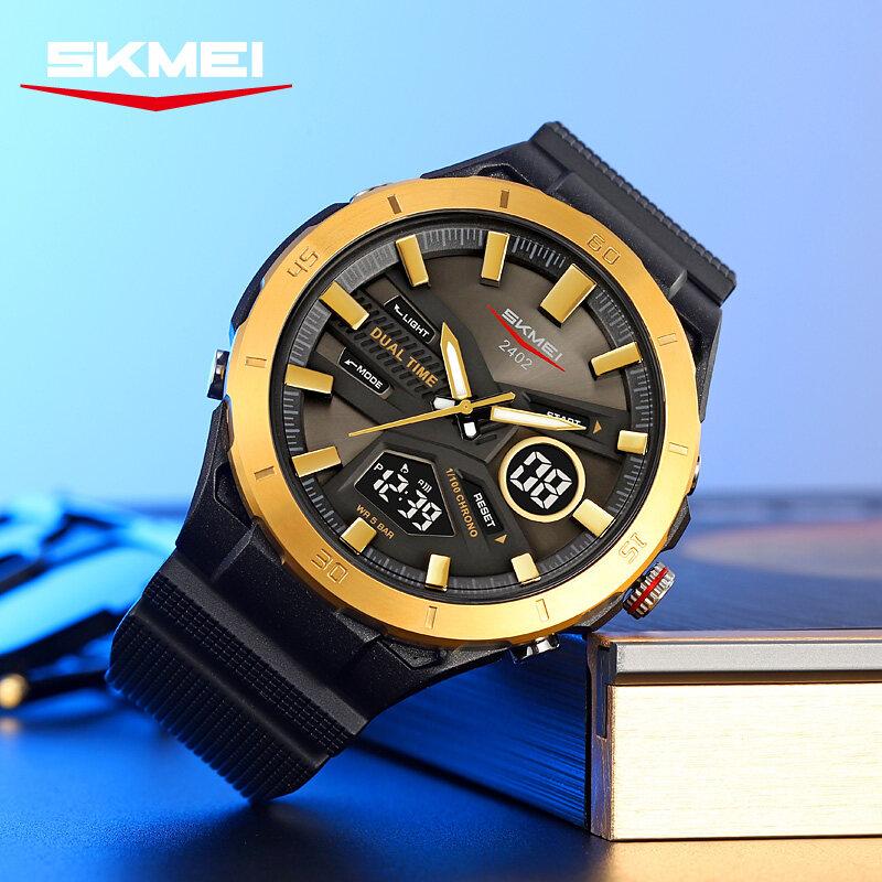 Skmei Large Dial Digital Electronic Watch Fashion Business Quartz Watches For Men 5Bar Waterproof Quartz Wristwatch 2402