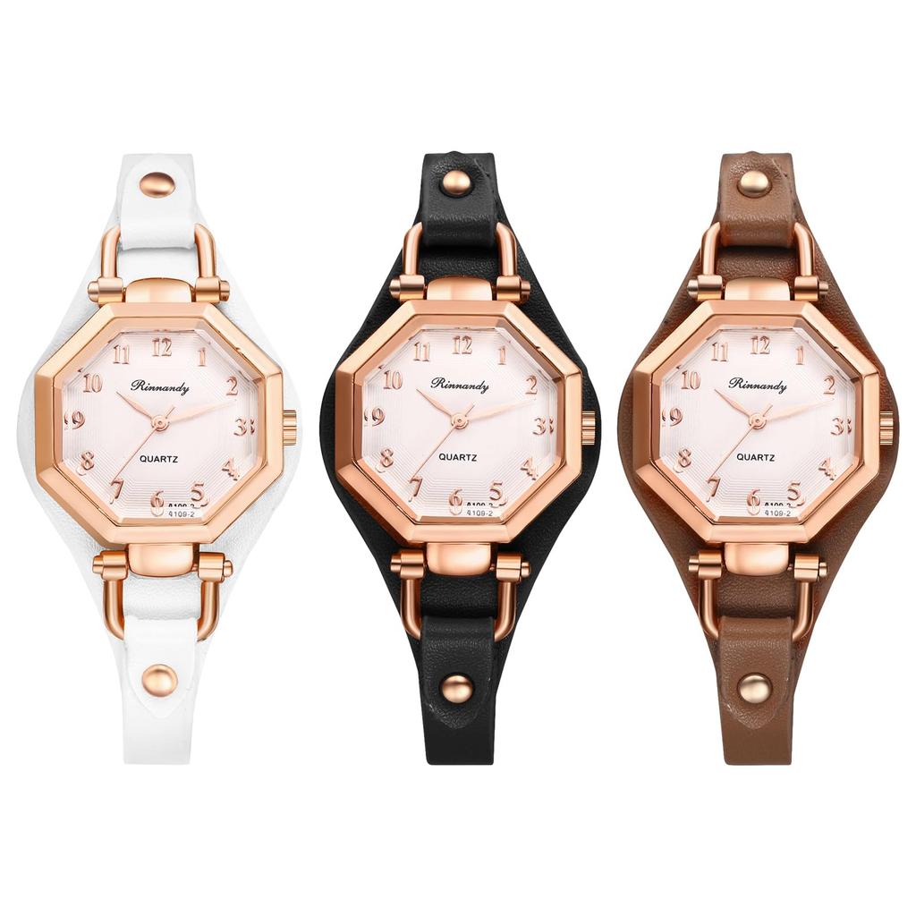 Octagonal Numeral Small White Gold New Eve Wristwatch, Ladies', Dial, Dial, Dial, Strap, Case, Stylish, Fashionable, Present, Gift, Valentine's Day,