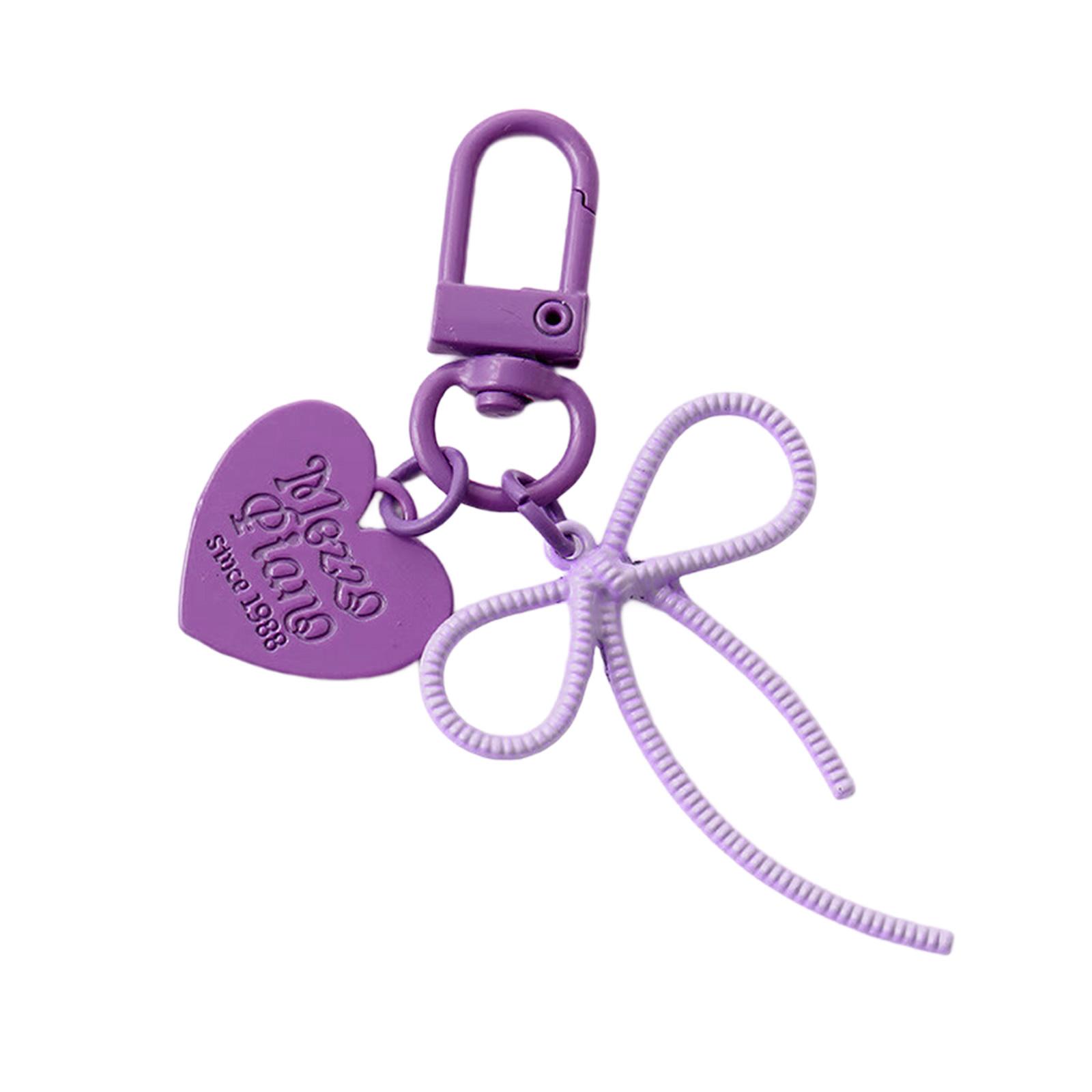 

Прекрасный брелок-подвеска в виде сердца с бантом для сумки, аксессуары для сумки для рюкзака, кошелька, украшения для сумочки, эстетичный брелок фиолетовый