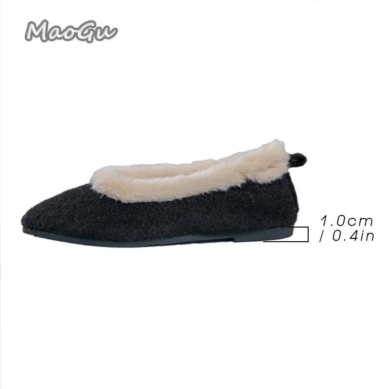 Fashion 2025 Autumn Winter Short Plush Women's Flats Warm Pointed Toe Slip On Casual Loafers Comfortable Shallow Shoes Zapatos De Mujer