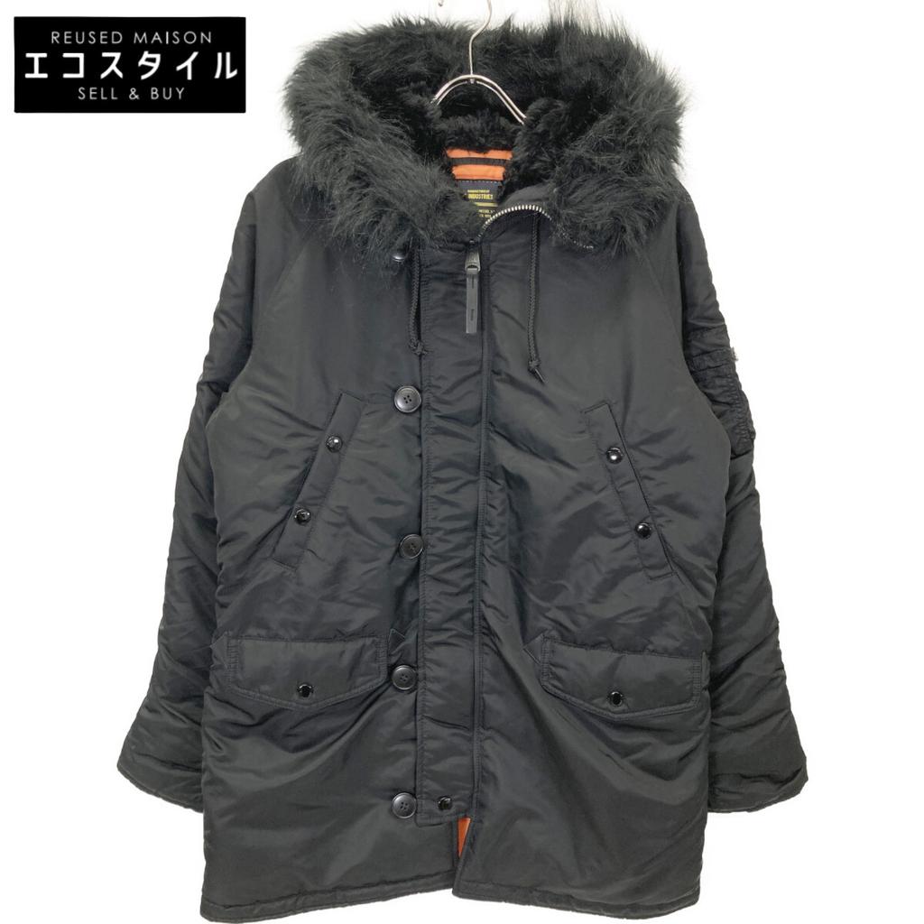 ALPHA INDUSTRIES Black N-3B Flight Jacket Coat M blackUsed