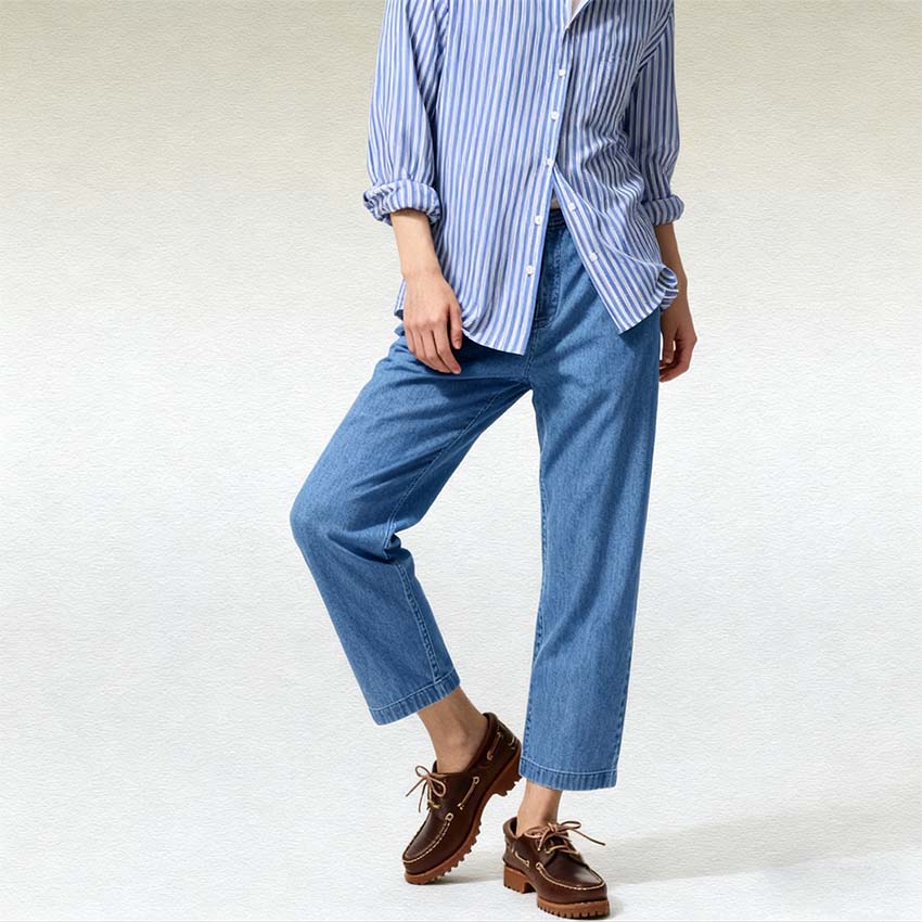 UNIQLO Solid Color Tapered Cropped Loose Jeans Women bottoms 478995-65