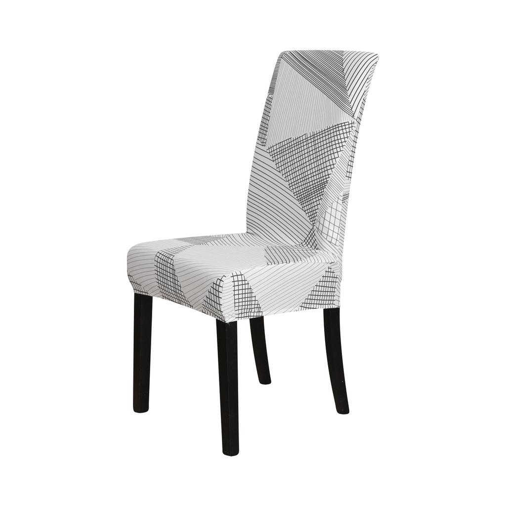 Chair Cover With White And Light Gray Geometric Pattern