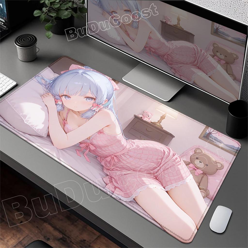 Beautiful Kamisato Ayaka Genshin Impact Mouse Pad Large Desk Mat Keyboard Office Rubber Game PC Non-slip Mousepad XXL Accessorie