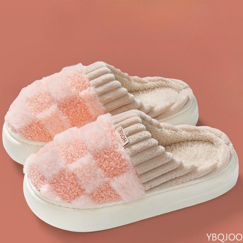 Fashion Cotton Slippers for Women In Winter Suitable for Indoor Use Anti Slip Thick Soled Cute Simple Comfortable Soft  Warm