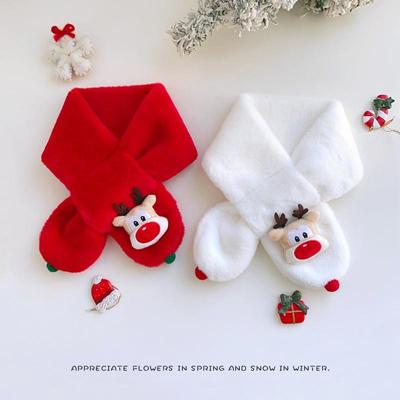 Children's Red Plush Winter Scarf - Thick, Warm, Furry Neck Warmer for Boys & Girls