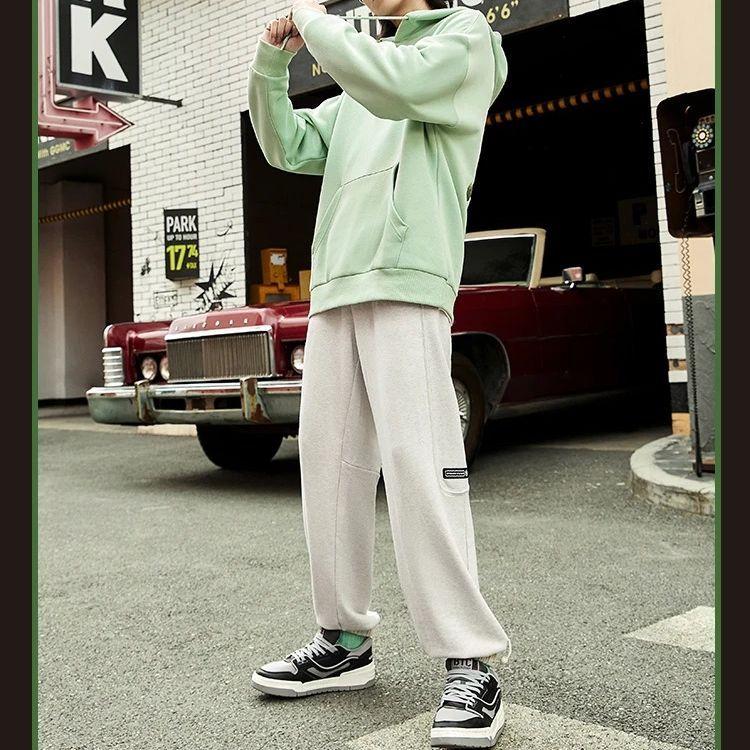 Li-Ning Badfive Tactical Series Solid Color Cuffed Loose Knit Sports Pants Men Bottoms Floral-Grey AKLS643-1