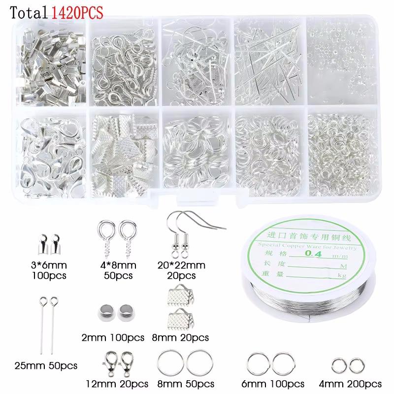 Alloy Accessories Jewelry Findings Set Earring Making Kit Lobster Clasp Open Jump Rings Repair Tools DIY Jewelry Making Supplies