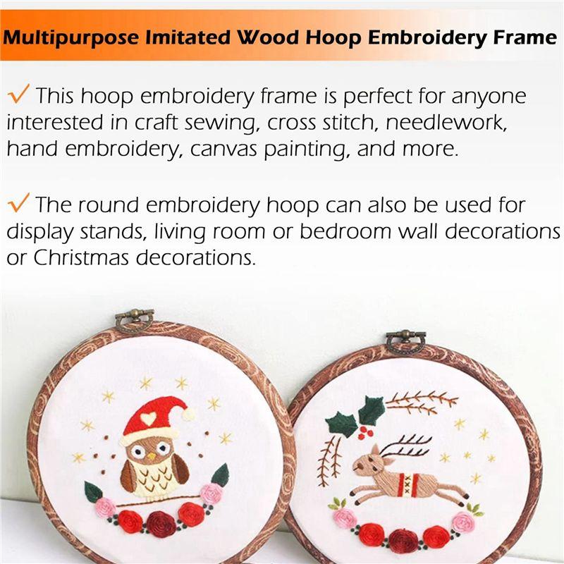 A60z12pcs Embroidery Hoops 3.93 Inch Round Embroidery Frame With Metal Ring Imitated Wood Embroidery Circle Embroidery Hoopmay
