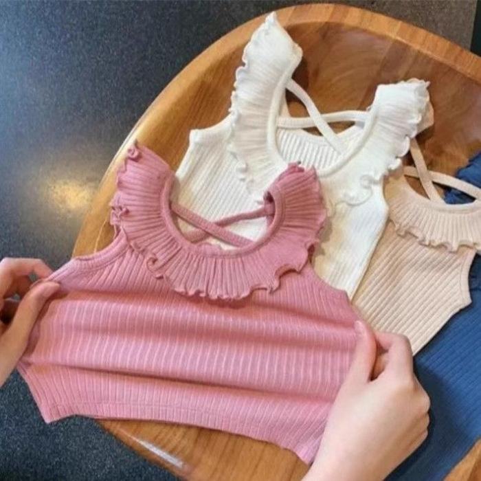 Summer Girls Ruffled Sleeveless Top Stylish and Versatile for Toddlers