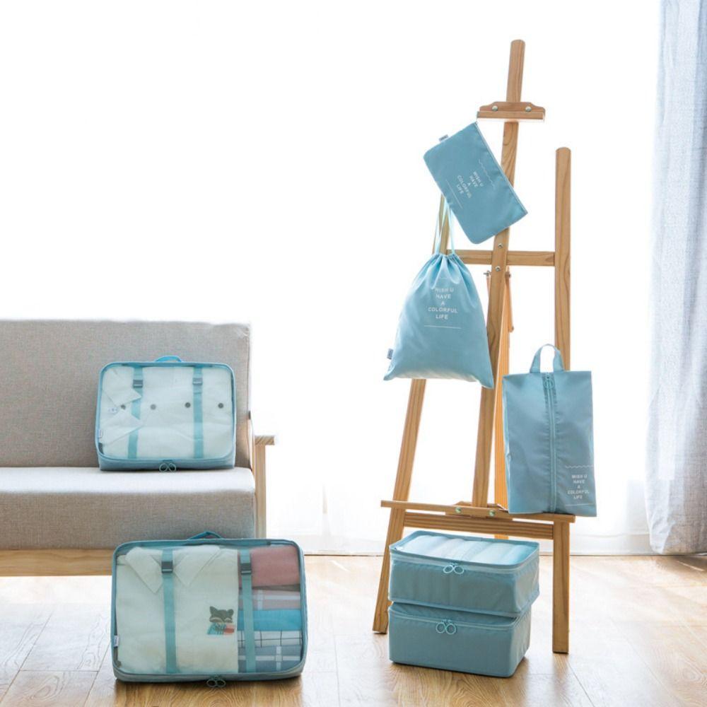 7pcs Foldable Clothes Sorting Bag Waterproof Packing Cubes Simple Design Travel Storage Bag  Shoes