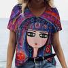 Facial Printed T-shirt Short Sleeved Top Casual Street Women's T-shirts