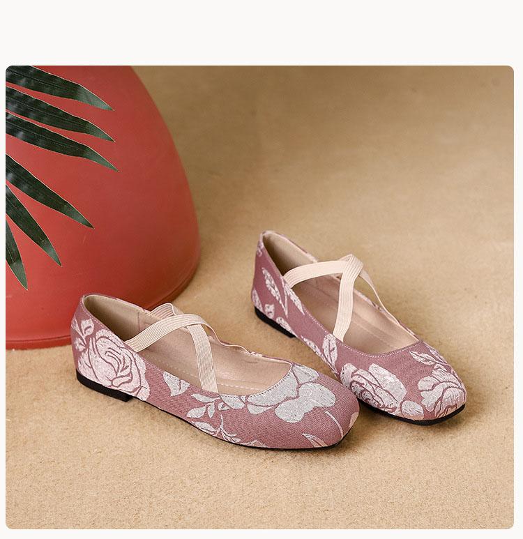 Fashion Spring and Summer Women's Mary Jane Shoes Retro Square Toe Cross-strap Shallow Flat Shoes Suitable for Daily Matching Skirts 44