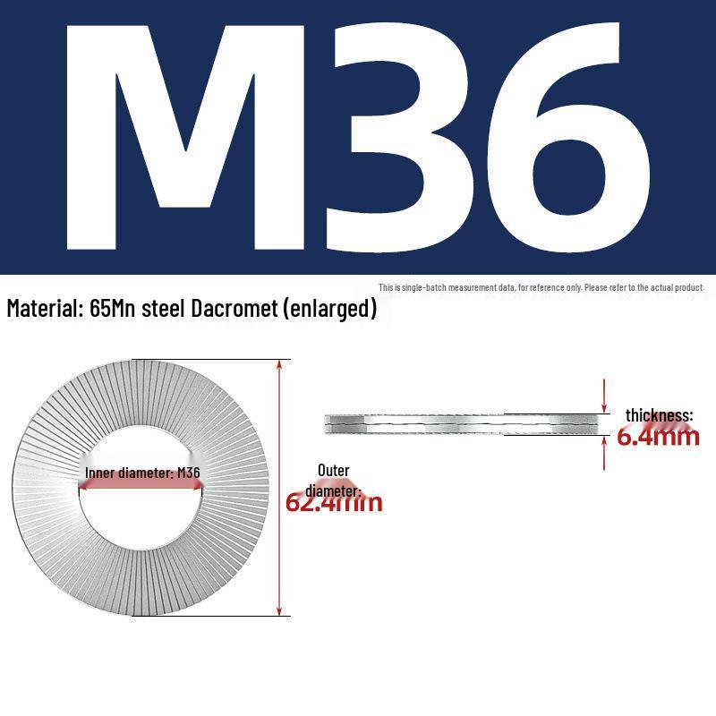 304 Stainless Steel Double Stack Self-Locking Washer with 65Mn Manganese, Anti-Loosening, Double-Sided Tooth Layer