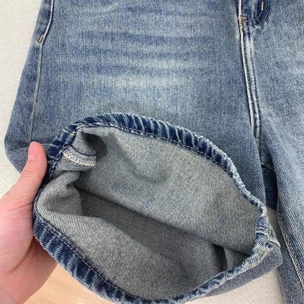 Women's High Waist Bermuda Shorts Vintage Washed Loose Straight Leg Casual Denim Shorts