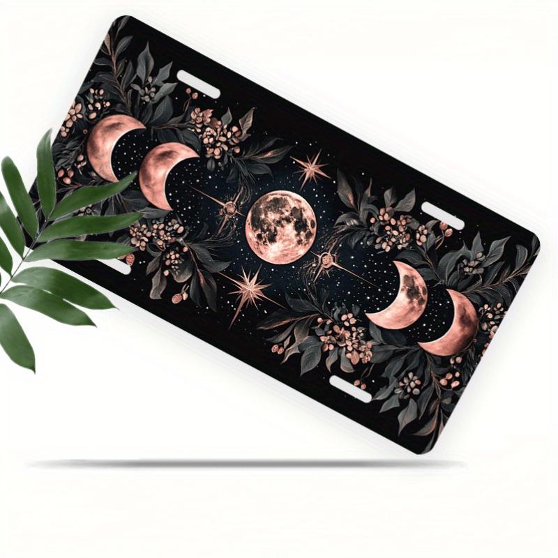 D Flat D Flat Decorative Sign for Decorative Use Only pc License Plate Cover Frame with Phases of the Moon Pattern and Pla