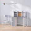 Kids' Desk and Chair Set with Pen Holder, Adjustable Tablet Stand, Cabinets and Bulletin Board, Gray