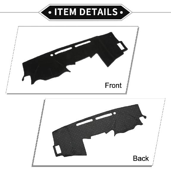 Dash Cover Compatible for Toyota Hilux 2005-2015, Non-Slip Polyester Black Center Console Dashboard Cover Pad Carpet