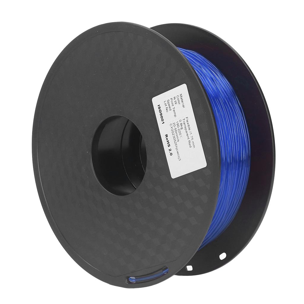 Filamento TPU 1.75mm 1KG Paquete Libre de Atascos Flexible para Consumibles de Impresora 3D FDM Azul Transparente