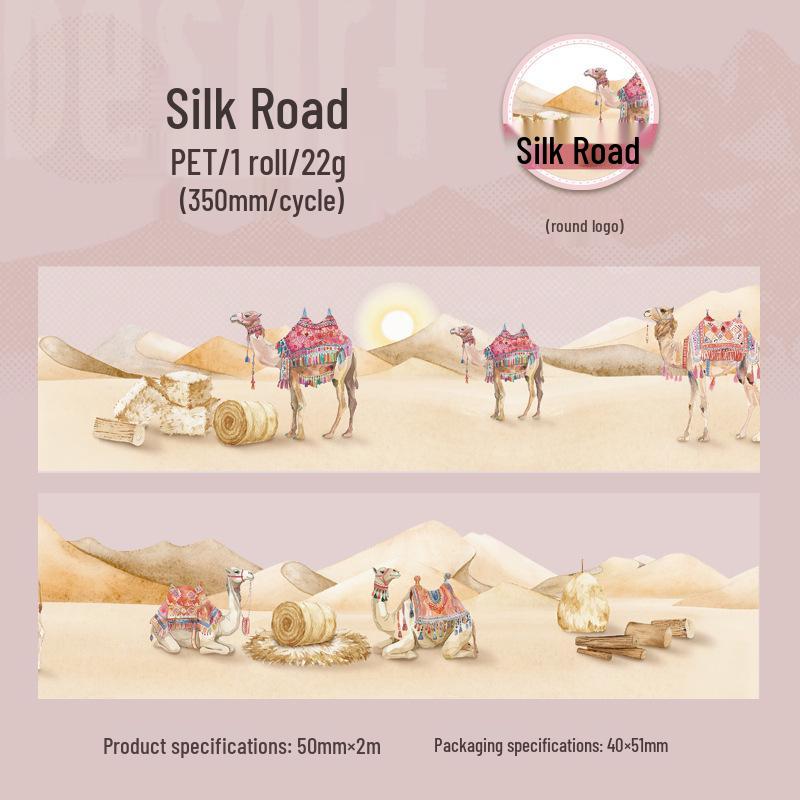 Ketchup Girl PET Scenery Tape - Desert Journey Series: 6 Styles of DIY Retro Decorative Stickers for Planners