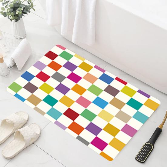 Bathroom Colorful Checkered Shower Curtain Set Waterproof Quick-Drying Mildew-Proof Easy To Install Modern Geometric Shower Curtain