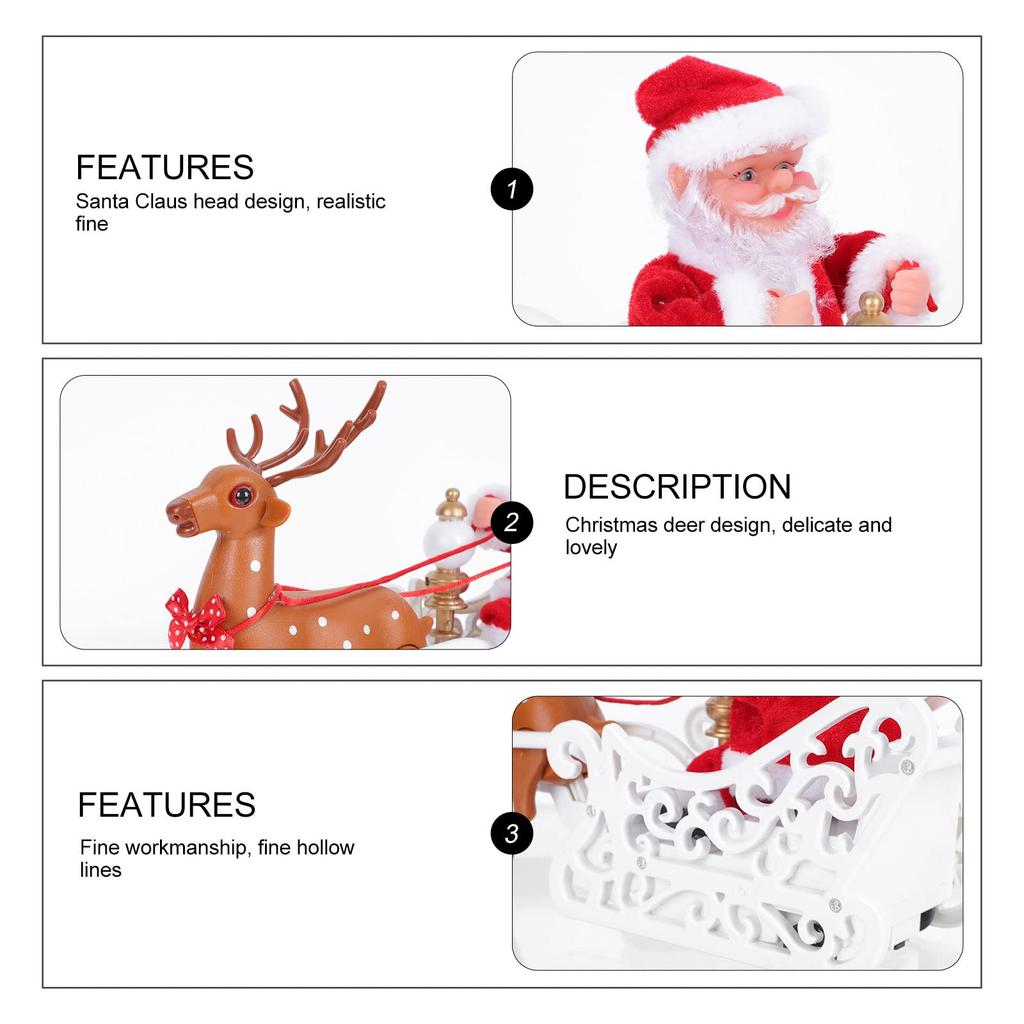 NUOLUX Reindeer Sleigh Christmas Santa Claus Santa Reindeer Christmas Home Decor Santa Electric Santa Doll Gift Sleigh