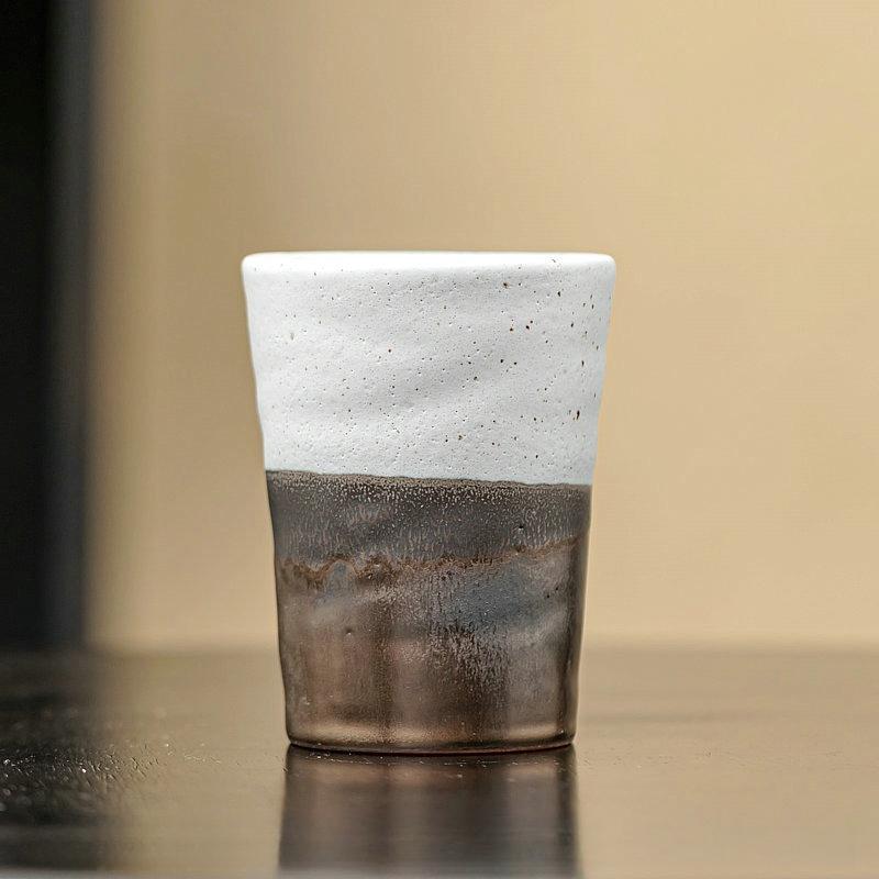 Rustic Stoneware Mug Handmade Ceramic Cup Japanese Iron Rust Glaze for Coffee Tea Water Hot Cold Beverage Home Office Use