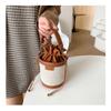 Vintage Color Block Bucket Bag Trendy Shoulder Purse Fashion Round Cylinder Crossbody Handbag for Women CLE