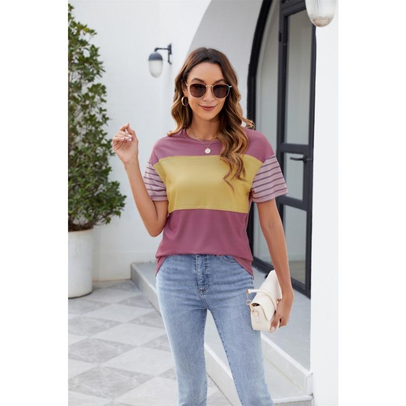 

Женская весна-лето New Collision полосатая трикотажная рубашка Топ Тонкая модная футболка XXL бордовый