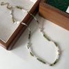 Collana di perle di malachite da donna, verde, retrò, temperamento, impilata, catena per clavicola di alta qualità, accessori leggeri, di lusso, eleganti, a catena