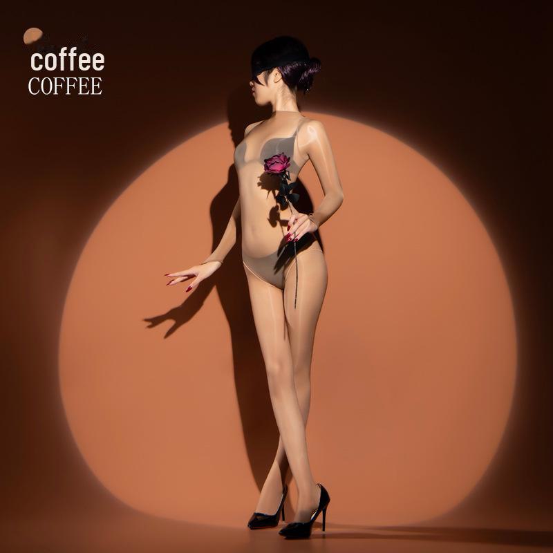 New Arrival: Sexy Seamless Oily One-Piece Stockings - Thin Style, Full Body with Open Crotch & Five-Finger Design