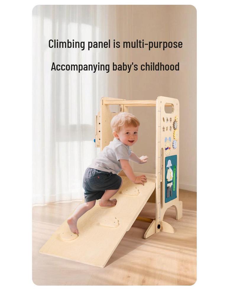 Adjustable Wooden Kitchen Step Stool for Children - Learning, Interactive, and Height-Increasing.