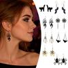 Fashionable Holiday Costume Jewelry 1 Pair Halloween Earrings for Women, Skeleton Spider Pumpkin Women Ghost Bat Dangle Earrings, Gothic Accessories