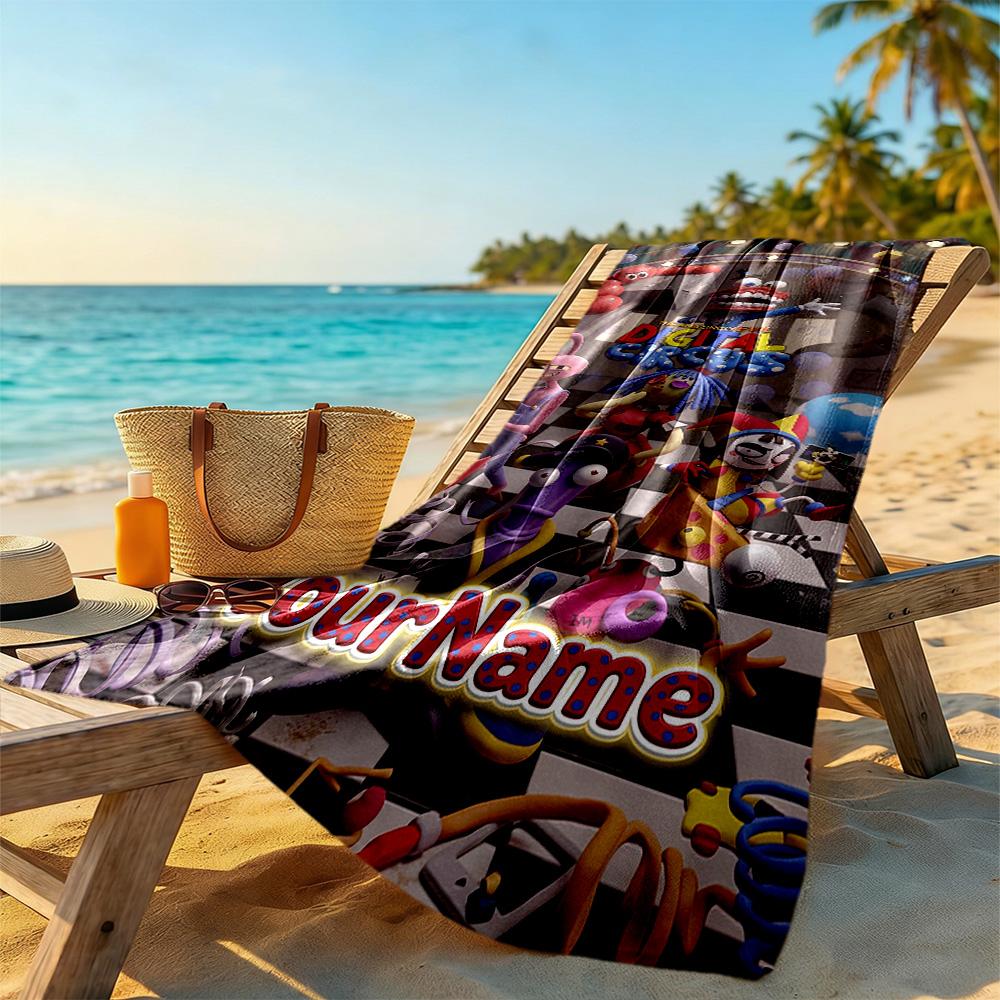 Digital Circus Customized Name Beach Towel Super Soft & Absorbent Portable for SwimmingBeachCamping Travel Beach AccessoriesGym