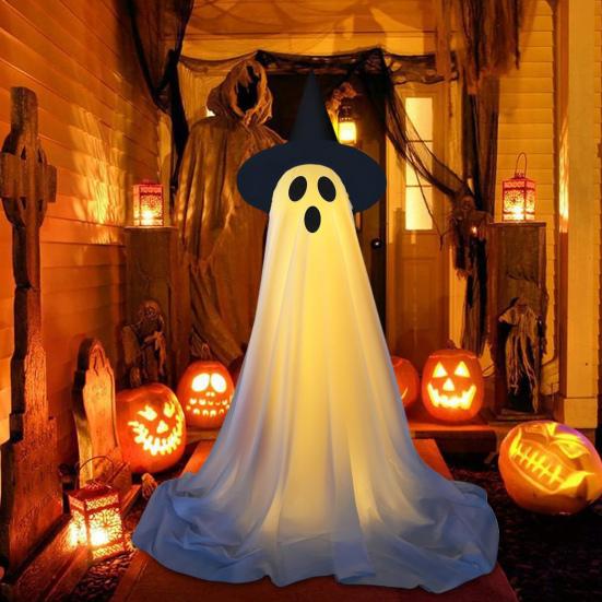 Halloween Decorations for Outdoor DIY Large Lighted White Cloth Ghost with LED String Lights for Home Porch Yard Decor