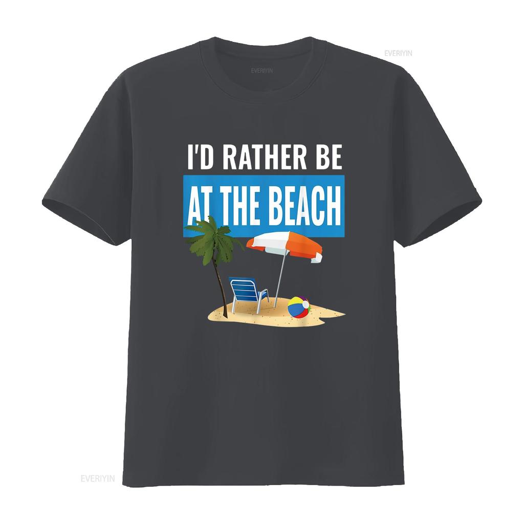 I D Rather Be At The Beach Outdoor Adventure T Shirt Vintage Washed Graphic Stylish Fashion Streetwear Breathable Unisex