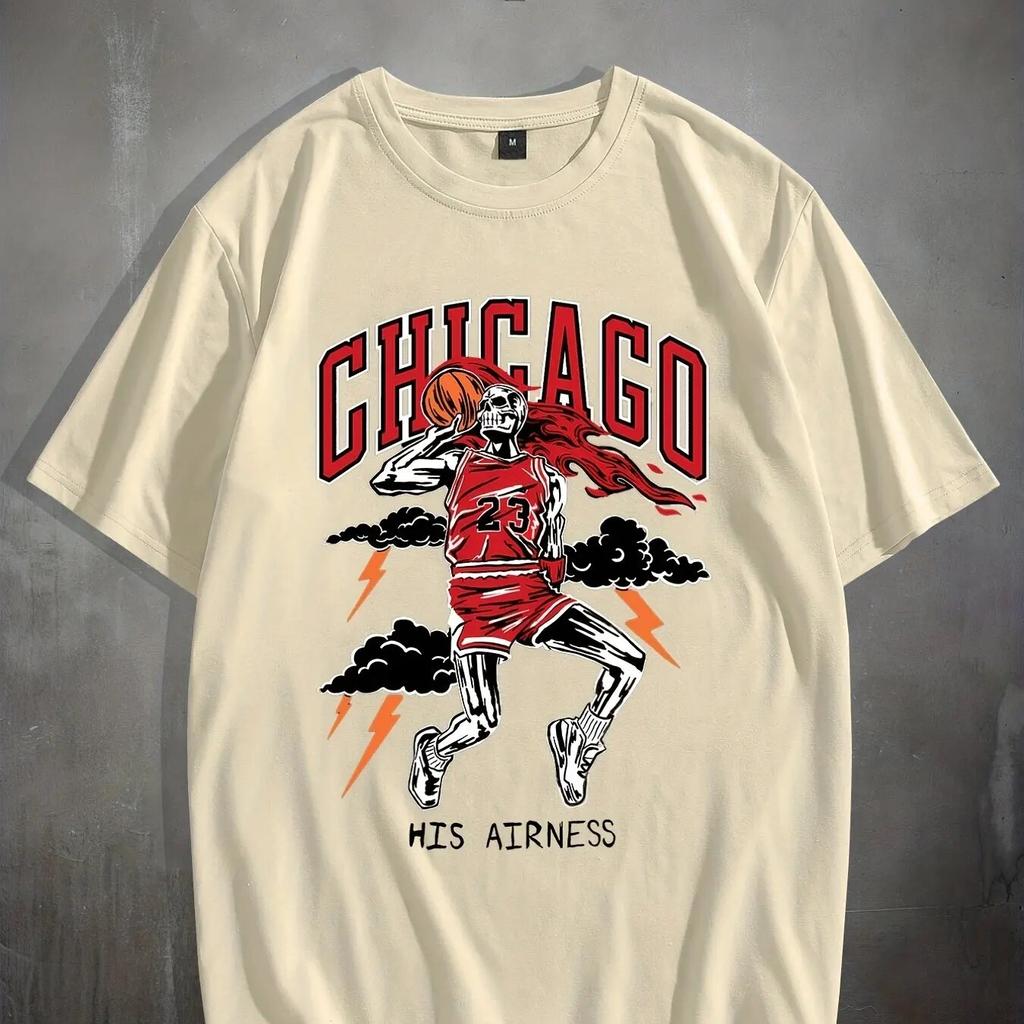 Stylisches Basketballspieler Muster Print Unisex Bequemes Schickes T-Shirt, Grafik T-Shirt Unisex Sommer Outdoor Kleidung, Unisex Kleidung Unisex