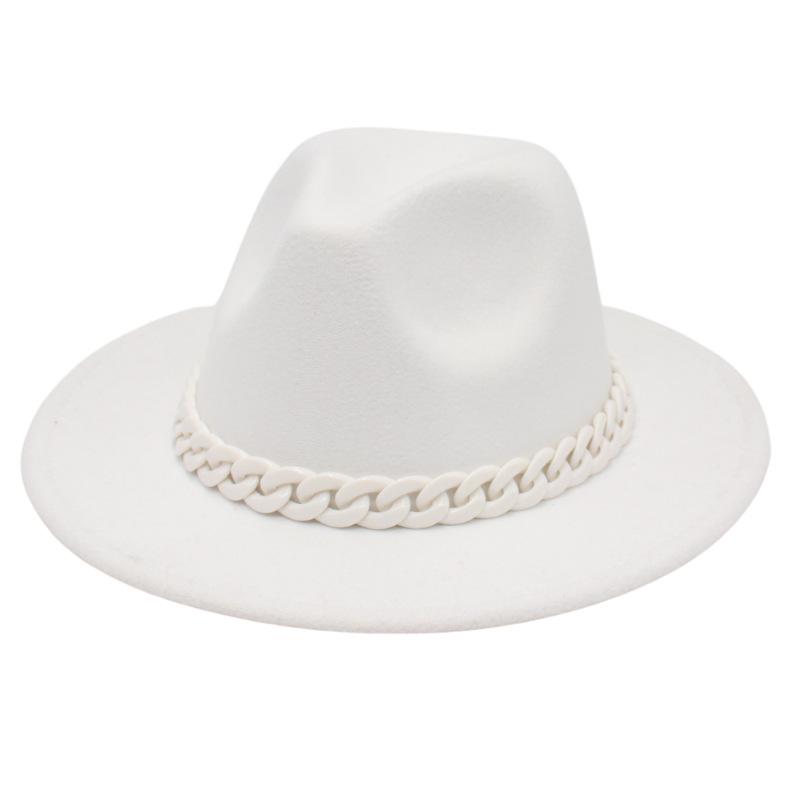 Natural Acrylic Chain Rainbow Candy Color Top Hat Fun Personality Jazz Hat Style Men'S And Women'S Fedora Hat