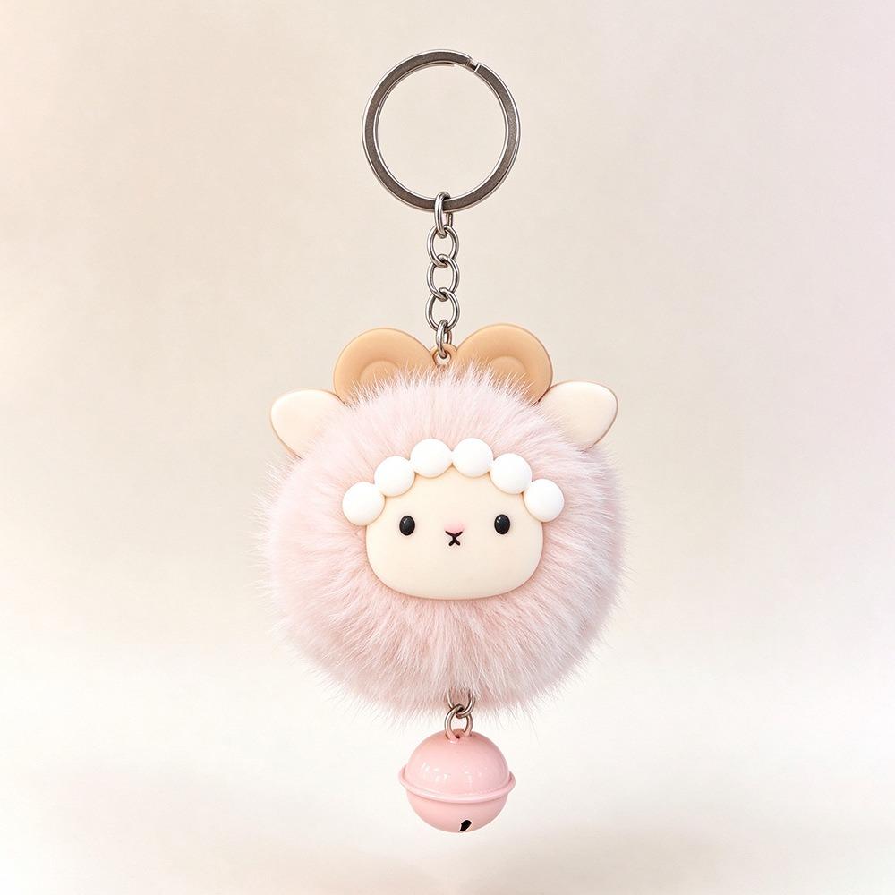 Metal Bell Mini Plush Sheep Keychain Soft Fluffy Sheep Doll Ornament Chinese New Year Gift