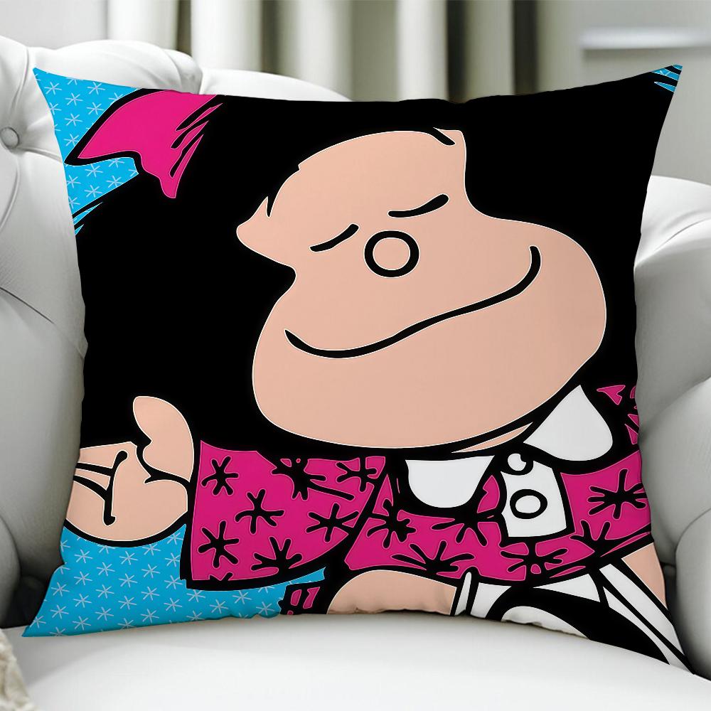 

Cute Manga M-Mafaldas cushion cover Birthday Anniversary Gifts Double Sided Printed Zipper Cushion Cover Soft Skin Bedding 12x12Inch