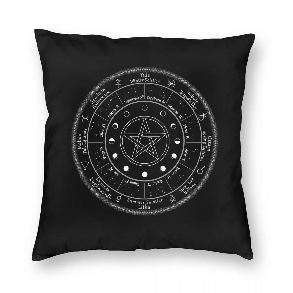 Pagan Calendar Wheel Of The Year Square Pillowcase Polyester Linen Velvet Creative Zip Decor Car Cushion Cover