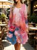 Spring Autumn Women Dress Casual Long Sleeve O-neck 3D Print Loose A-Line Dress Oversized Home Wear Robe