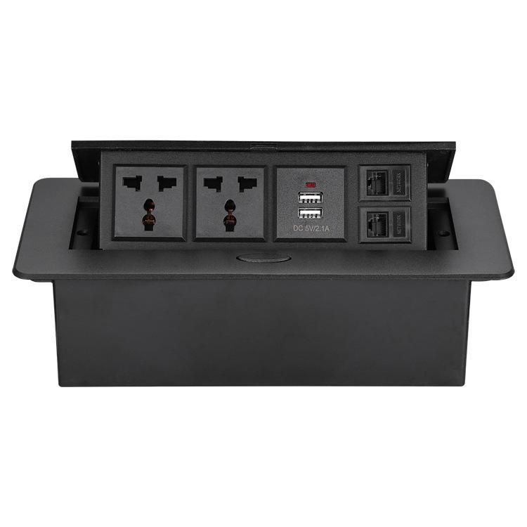 Pop-Up Desk Socket with Universal Euro/German Three-Hole Outlet