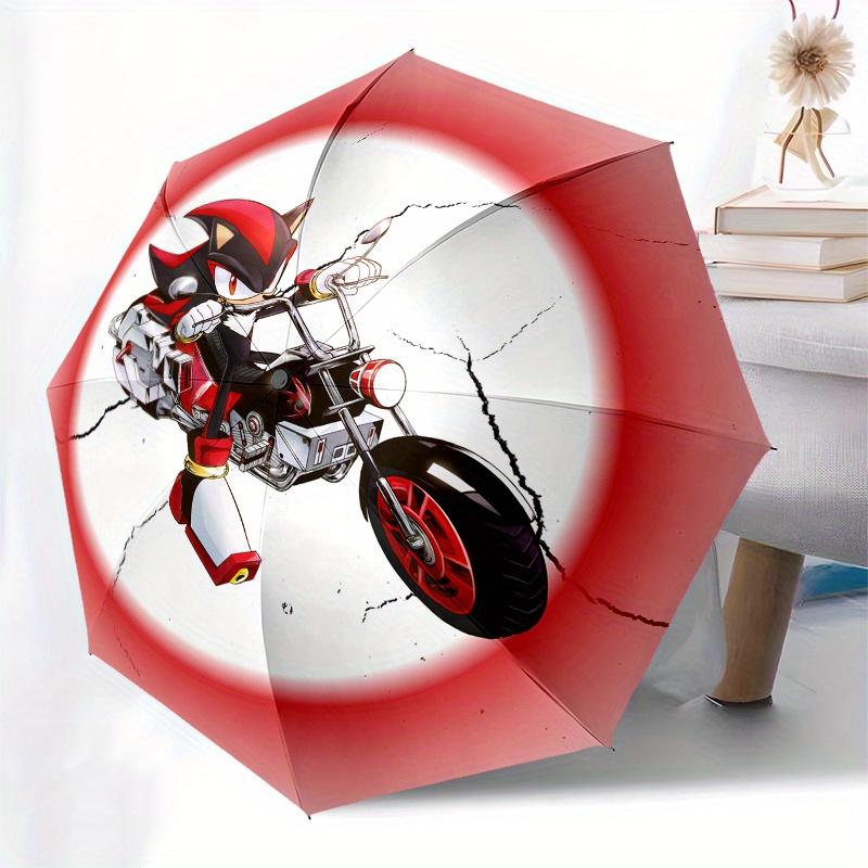 Sonic the Hedgehog Shadow Motorcycle T Shirt Officially Licensed Sonic Shirt Umbrella, Portable 3 Fold Compact Umbrella for Men & Women,S193