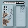 Cartoon Daisies Flowers Liquid Silicone Case For Samsung S26 Ultra S25 S24 Plus S23 S22 Ultra Magnetic For Magsafe Soft Cover